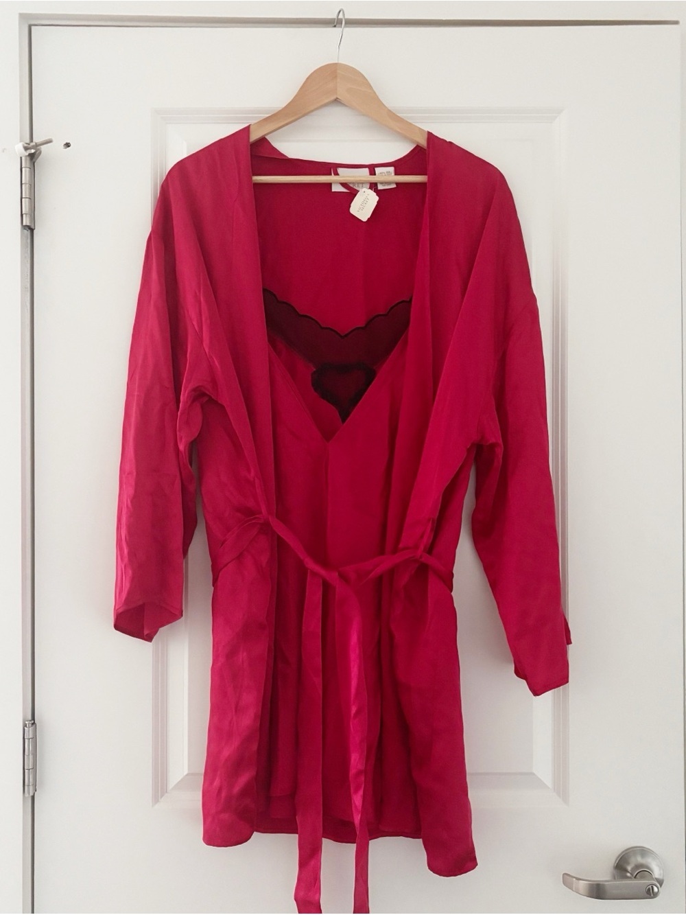 VTG NWT Victoria's Secret Gold Label Silk Lace Nightgown Robe Set Large 90s